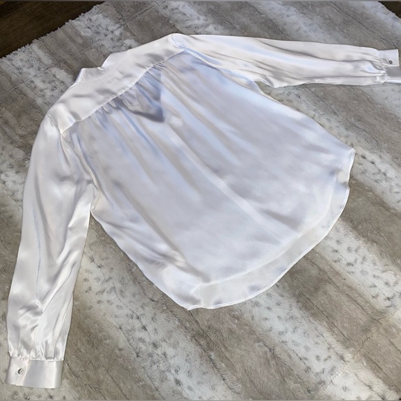 NWT💕L'AGENCE Bianca Silk Charmeuse Blouse in White Size XL - Picture 9 of 15